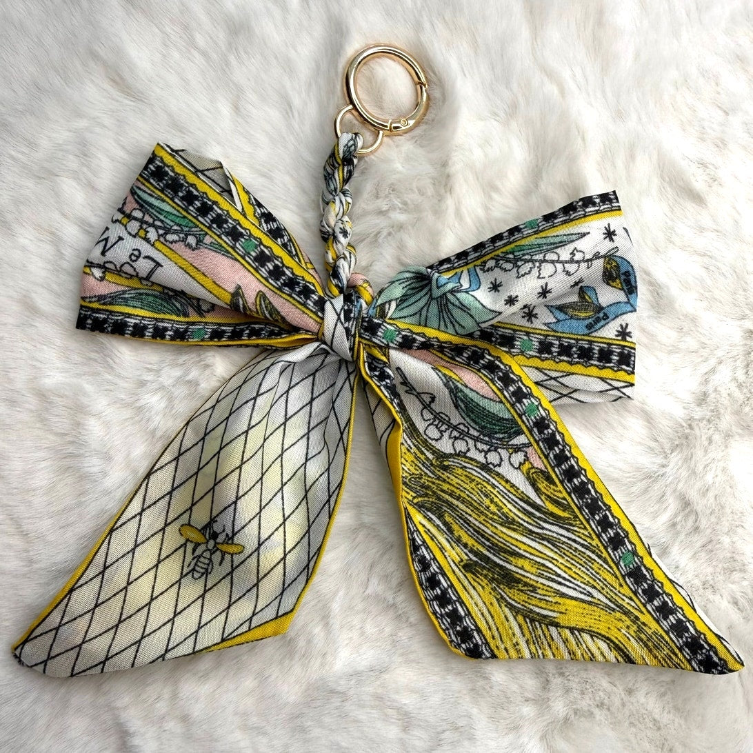 New Weave Bowknot Pendant Bag Charm Soft Silk Scarf Keychain Fashion Charm