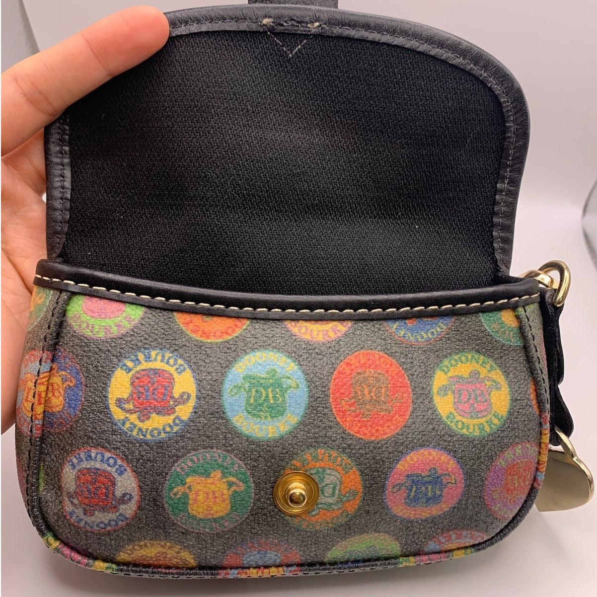 Vintage DOONEY & BOURKE Stamp Medallion Multi Color Wristlet