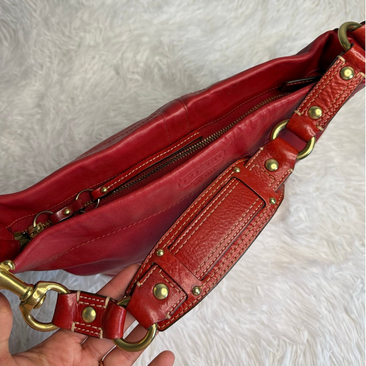 y2k COACH 2007 Red Carly 10615 Shoulder Bag