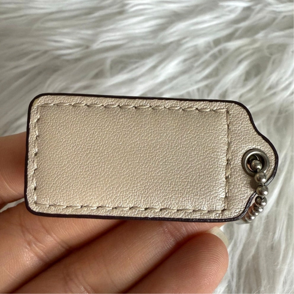 2" COACH Tan Fob Bag Charm Hang tag Hangtag