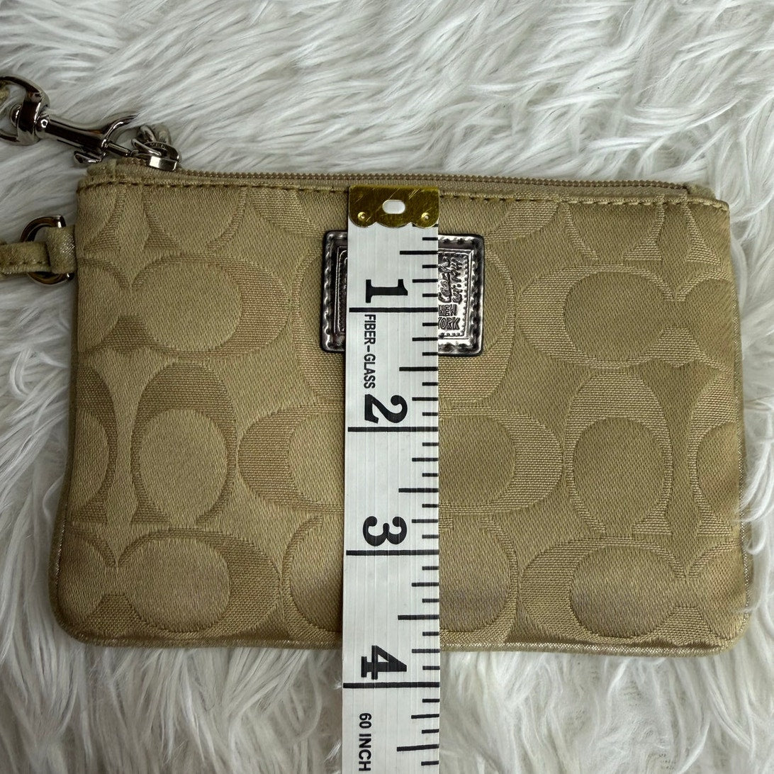 SALE COACH Poppy Tan Signature Canvas Wristlet