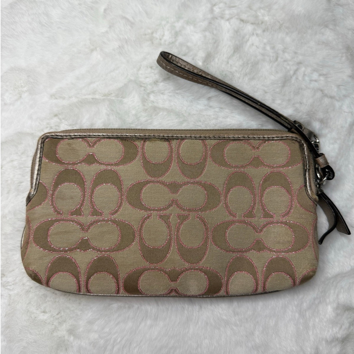COACH Silver Pink Wristlet