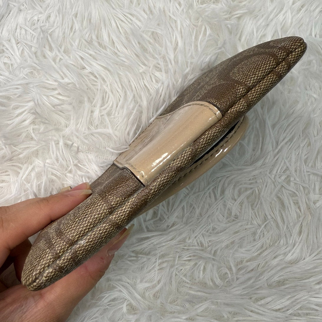 COACH Brown Gold Signature Coat Canvas Wristlet