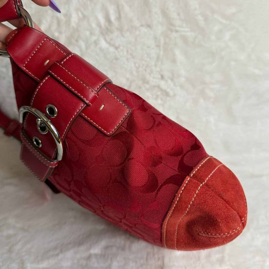 y2k Coach Vintage Soho Red Jacquard Shoulder Bag Crossbody