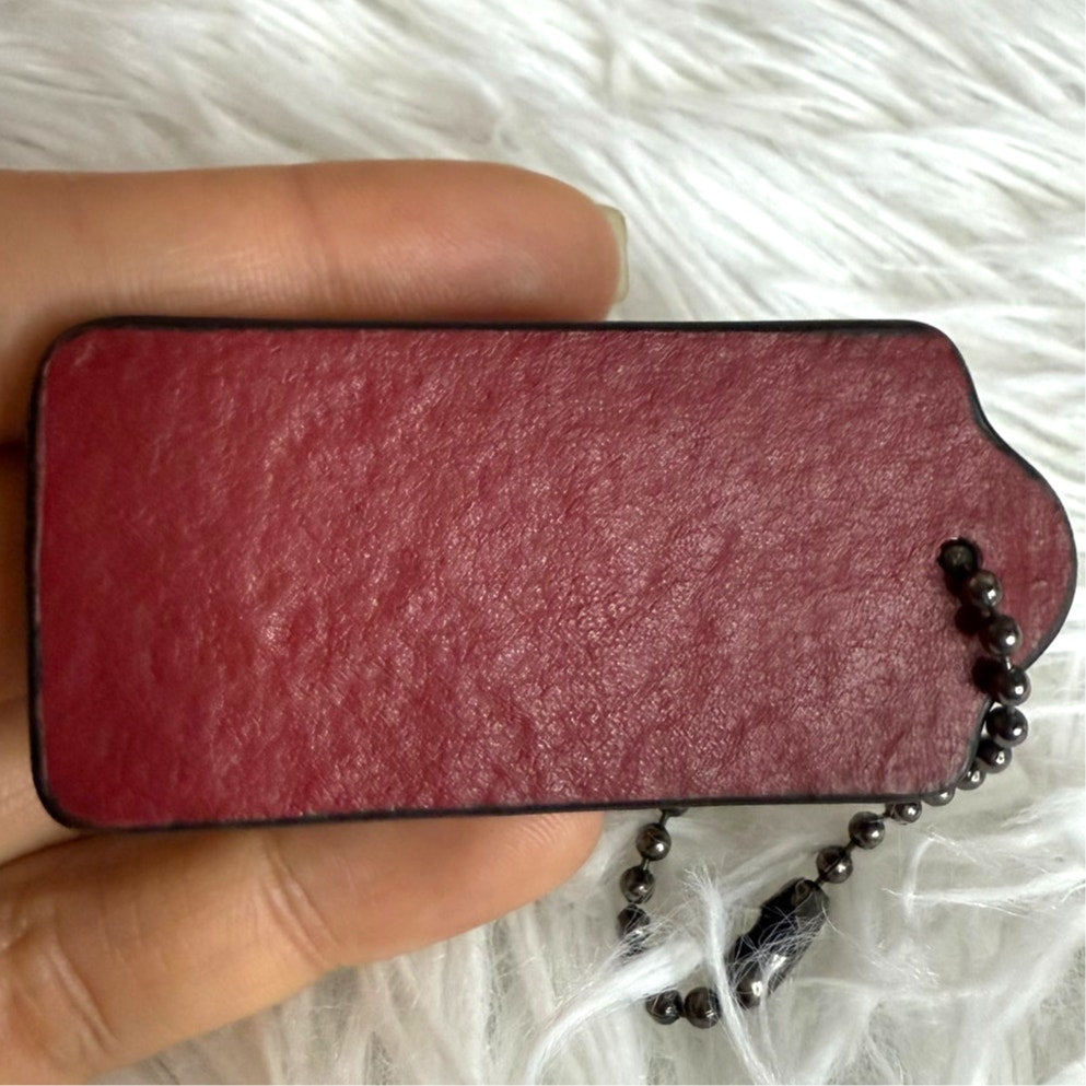 2" COACH Dark Red Fob Bag Charm Hang tag Hangtag