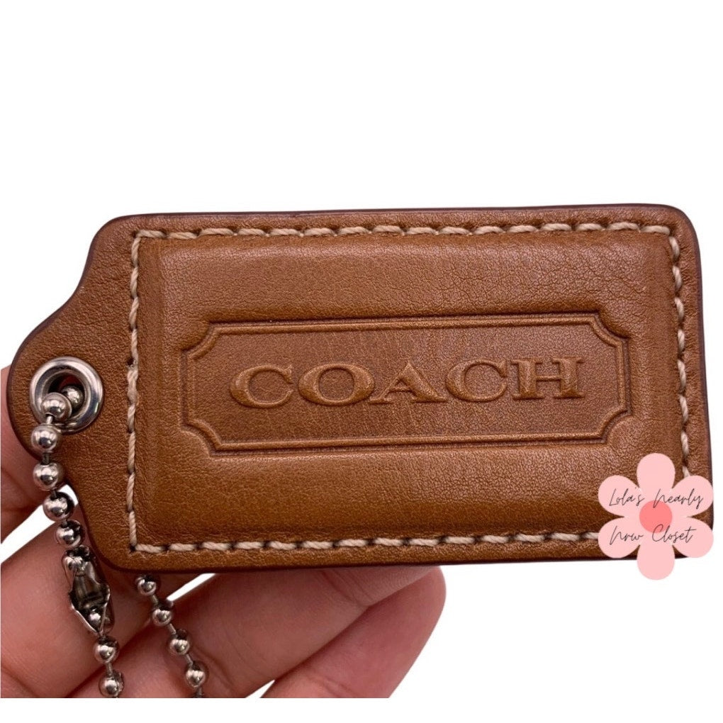 2.5" COACH Brown Fob Bag Charm Hang tag Hangtag
