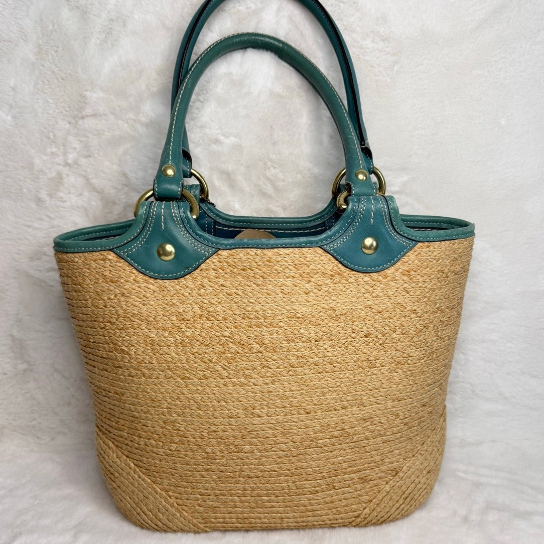 y2k Coach Straw Tote Shoulder Bag