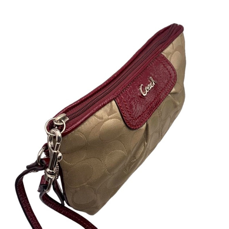 COACH Brown Burgundy Signature Wristlet w/ Card Slots