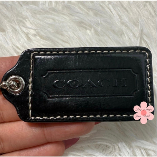 2" COACH Black Fob Bag Charm Hang tag Hangtag