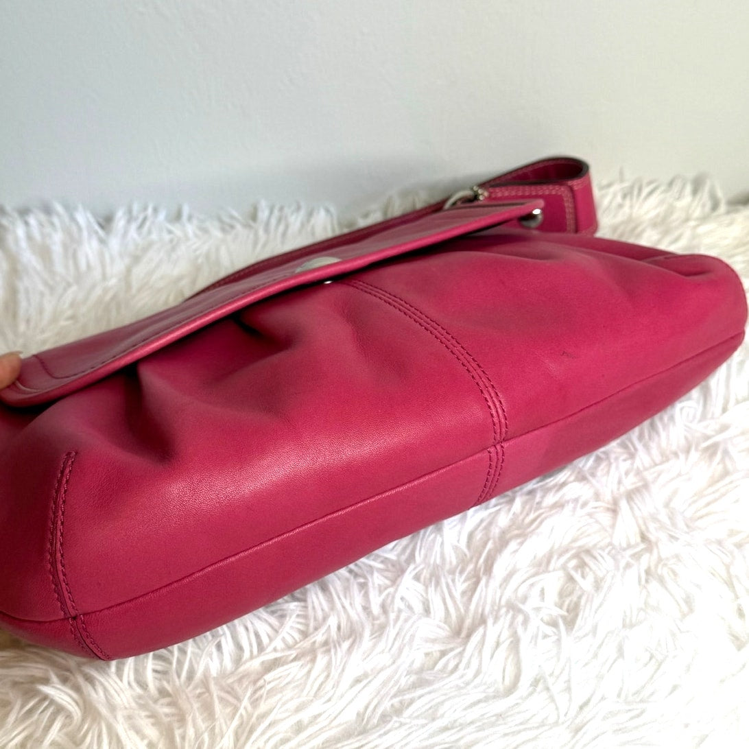 Y2K COACH Pink F13729 Flap Hobo Shoulder Bag