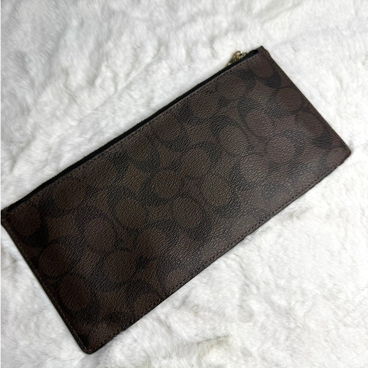 Coach Brown Signature Coated Canvas Slim Case Pouch