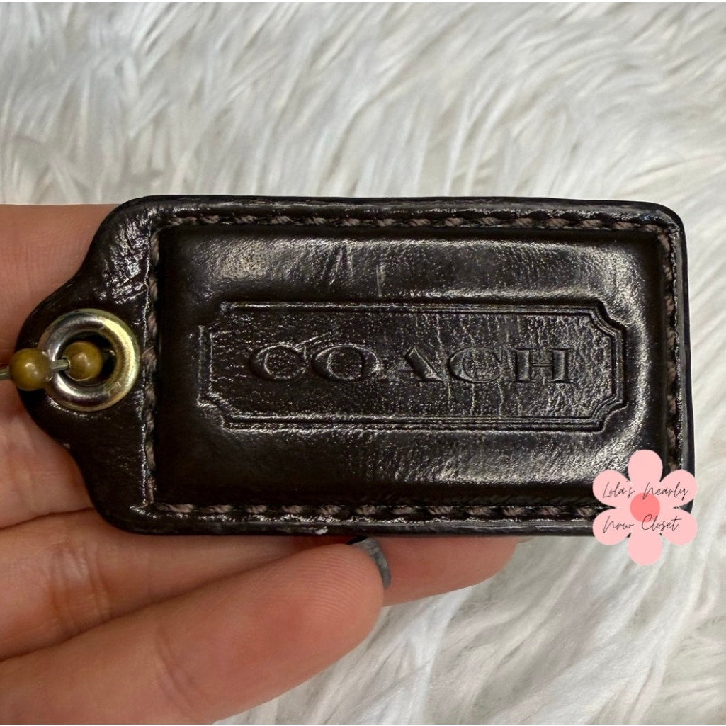 2" Coach Brown Fob Bag Charm Hang tag Hangtag