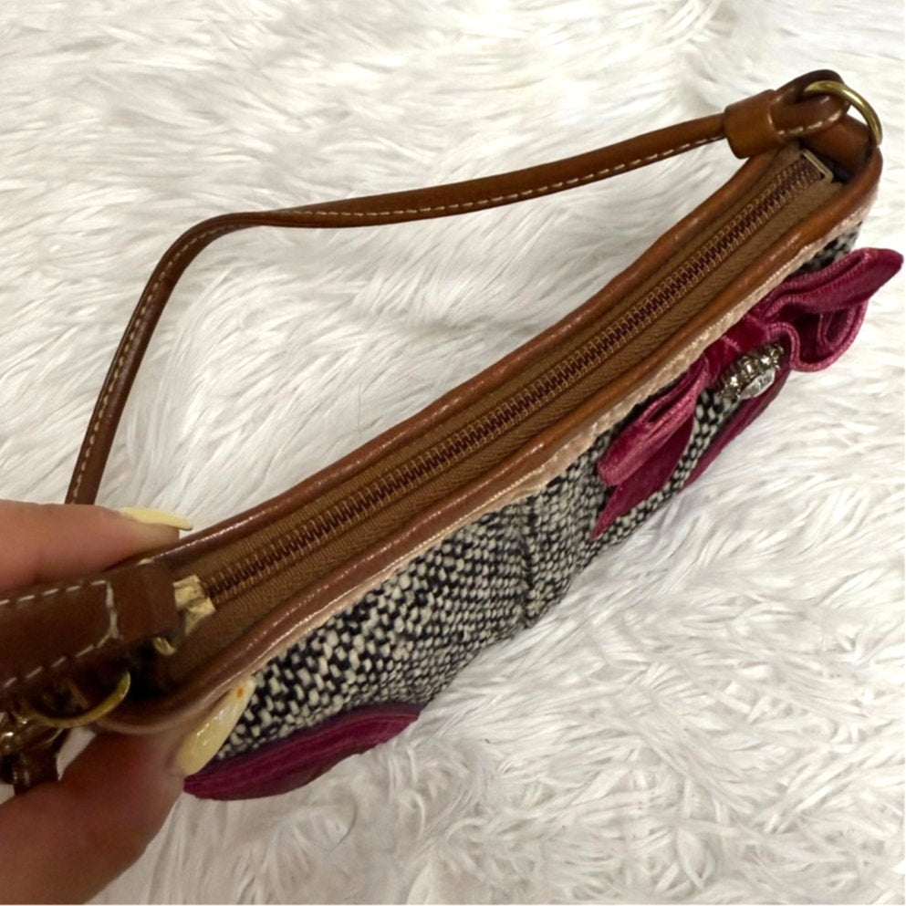 y2k Coach Vintage Limited Edition Soho Tweed Ribbon Bow Mini Purse Bag Charm
