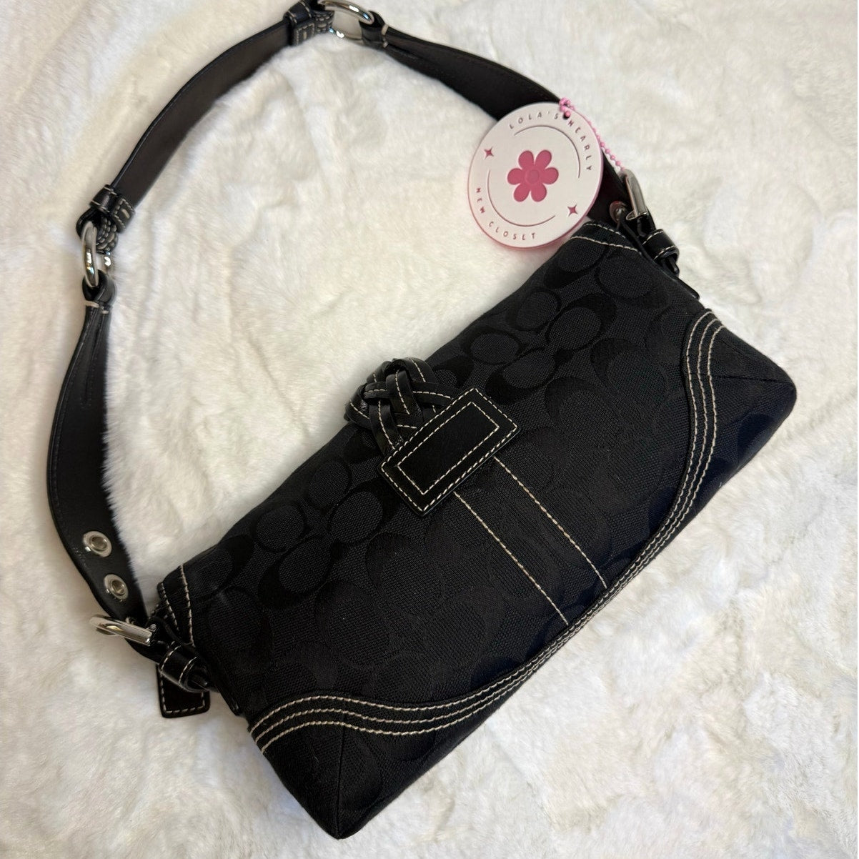 y2k COACH Vintage Black Soho Demi Flap 6280 Shoulder Bag