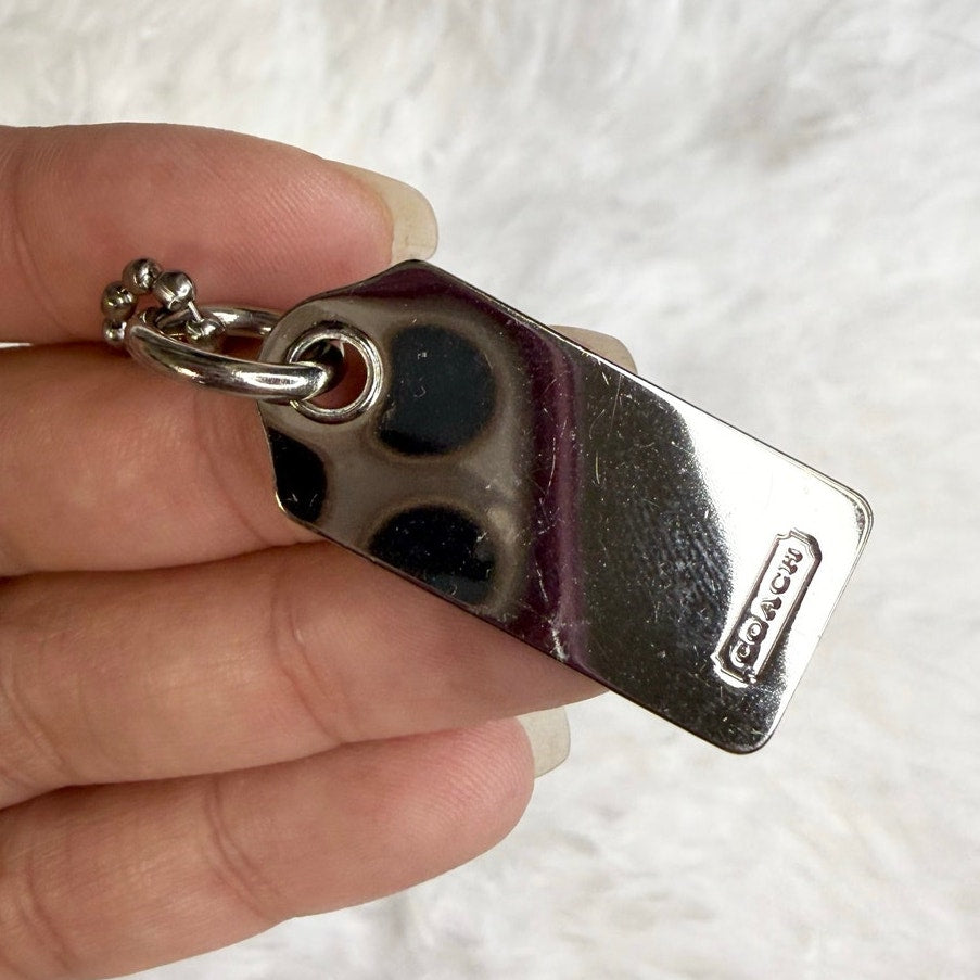 1" COACH Metal Silver Fob Bag Charm Hang tag Hangtag