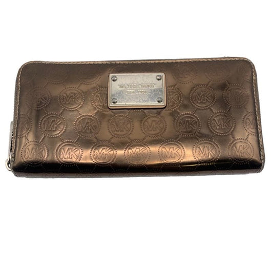 Michael Kors Bronze Signature Patent Leather Zip Around Wallet