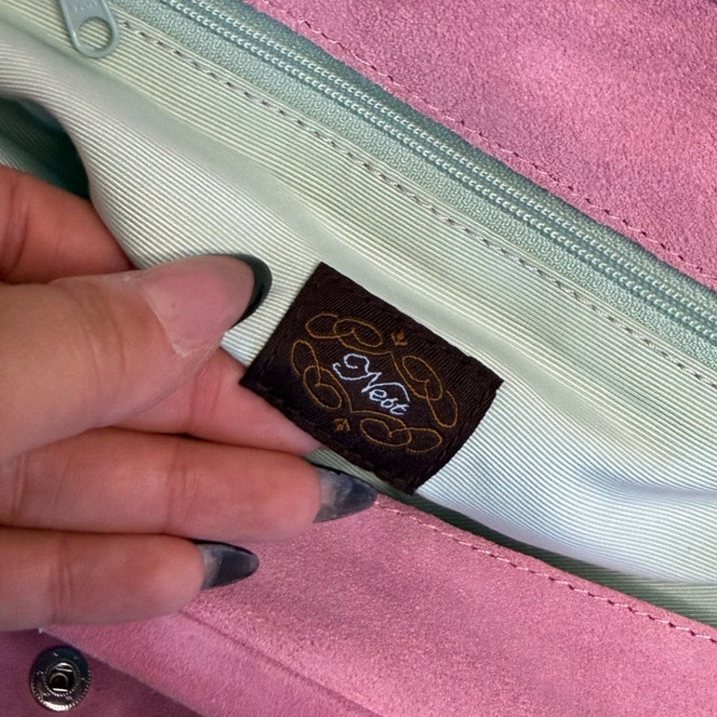Vintage Anthropologie Nest Pink Suede Purse