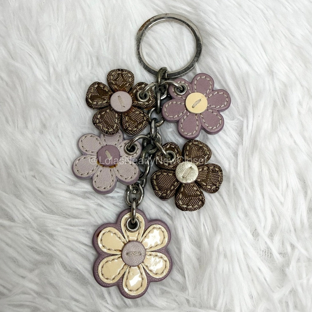 y2k Coach Flowers Patent Leather Canvas Bag Charm Key Fob