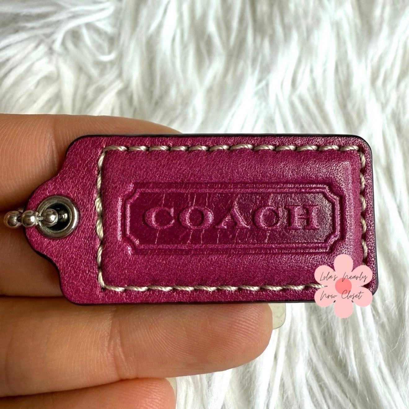 1.5" COACH Pink Fob Bag Charm Hang tag Hangtag