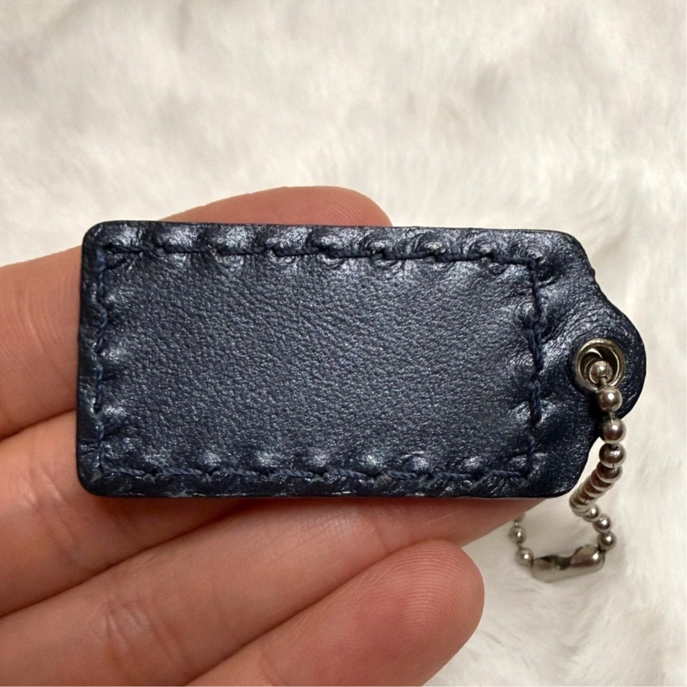 1.5" COACH Metallic Blue Fob Bag Charm Hang tag Hangtag