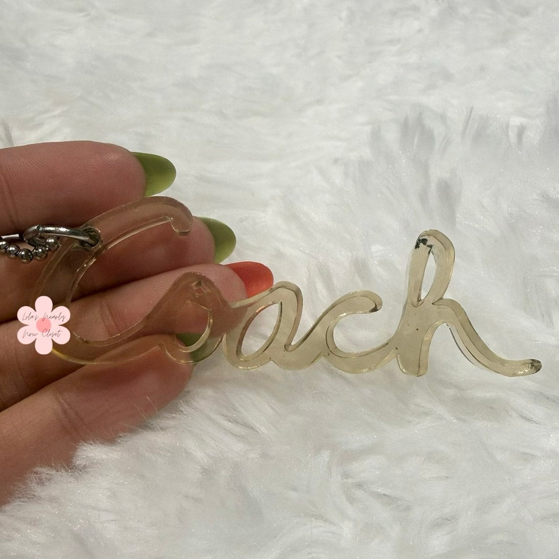 3"  COACH Poppy Signature Script Fob Bag Charm Hang tag Hangtag