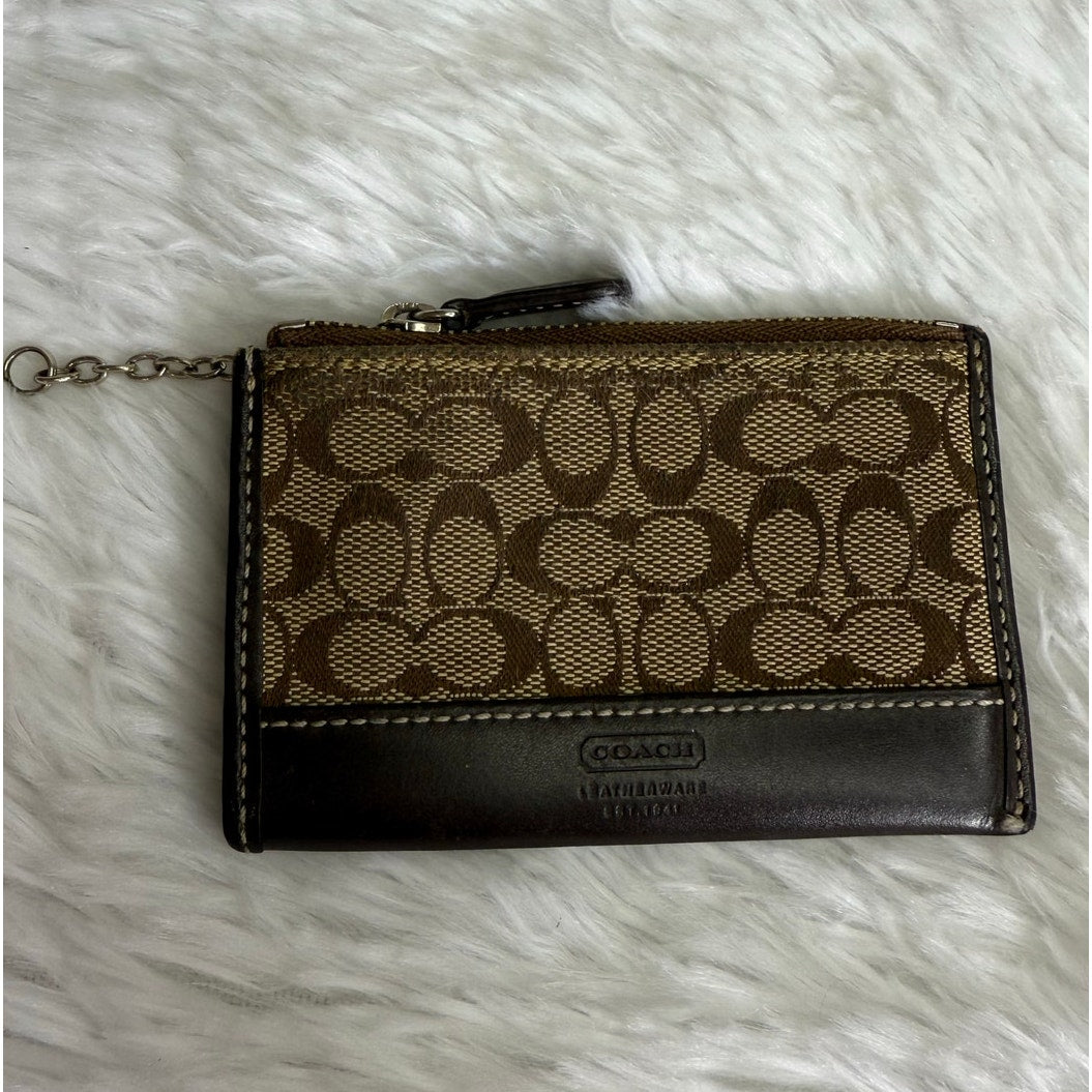 SALE Coach Brown Signature Card Holder Coin Purse