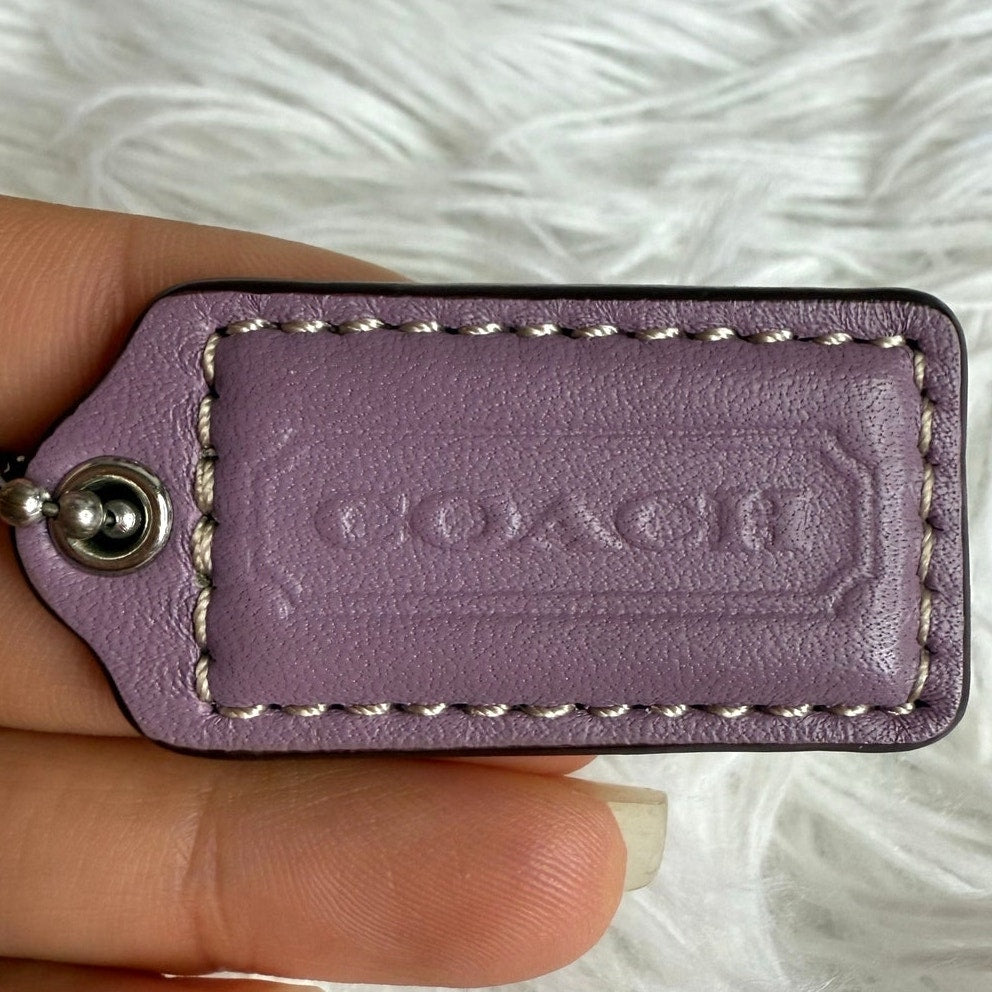 1.5" COACH Lilac Purple Fob Bag Charm Hang tag Hangtag