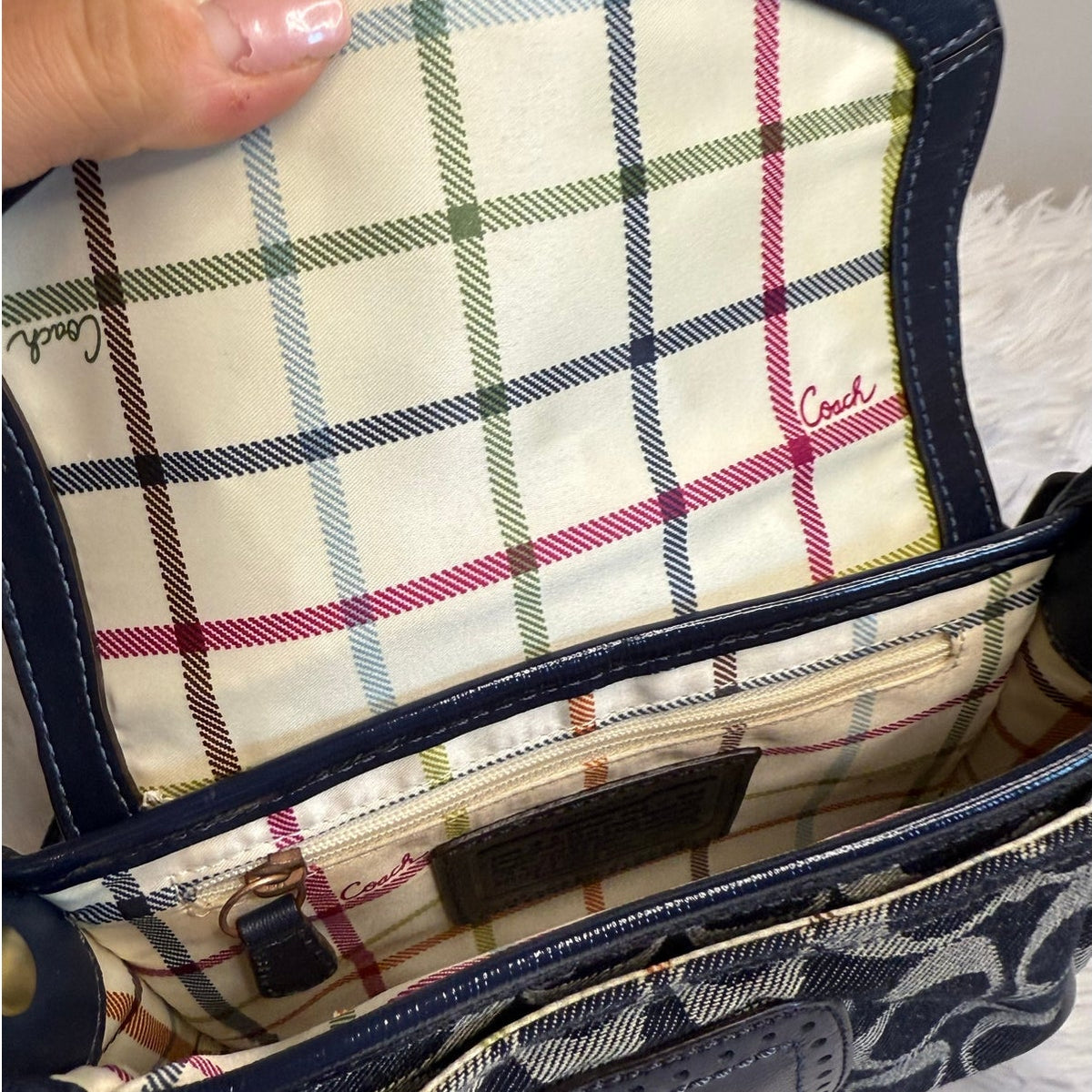 y2k COACH Denim Patent Leather Bleeker Crossbody