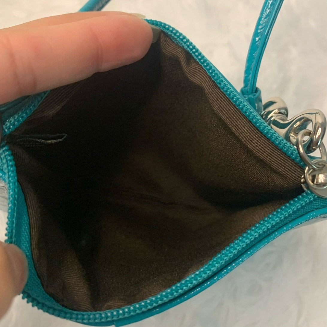 Coach Turquoise Patent Leather Wristlet