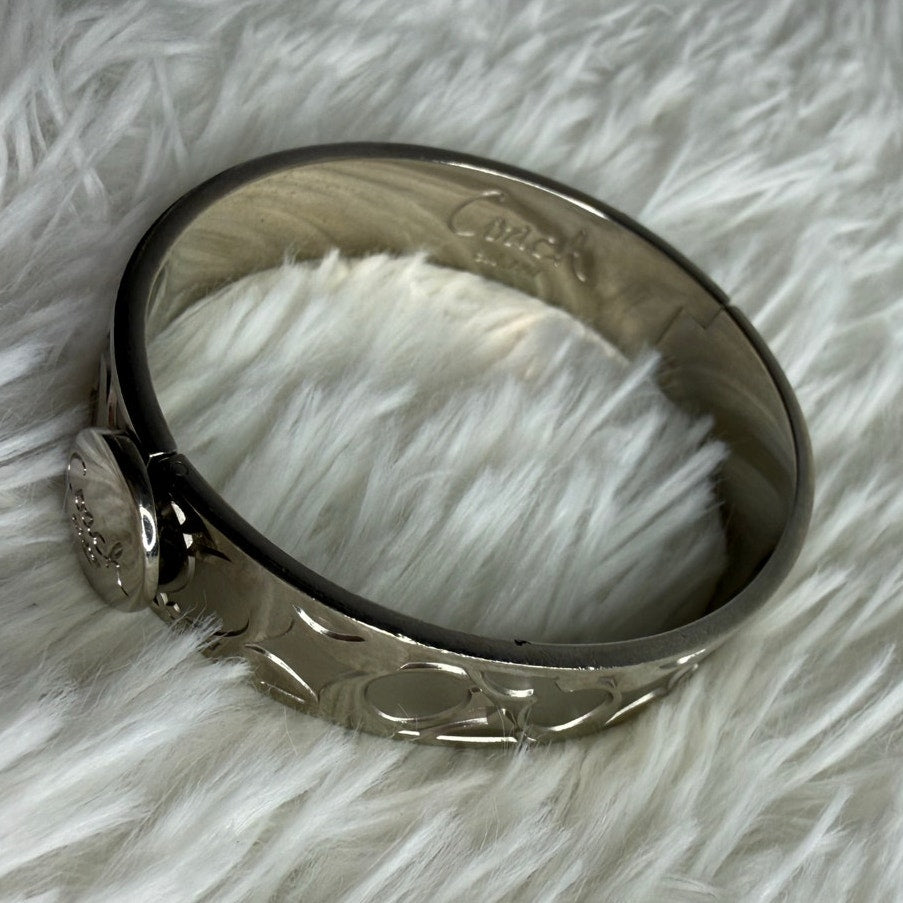 COACH C Logo Signature Silver Bangle Bracelet