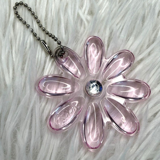 2" COACH Pink Poppy Flower HangTag Bag Charm Fob
