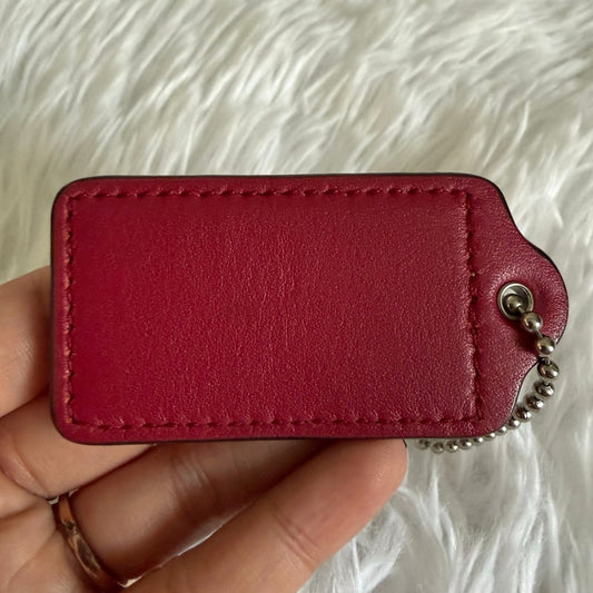 2.5" Coach Maroon Cream Salmon Pink Fob Bag Charm Hang tag Hangtag