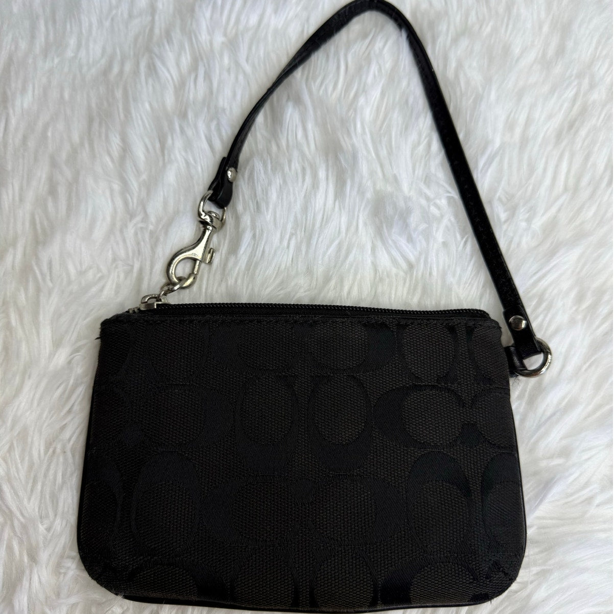 COACH Black Signature Canvas Wristlet