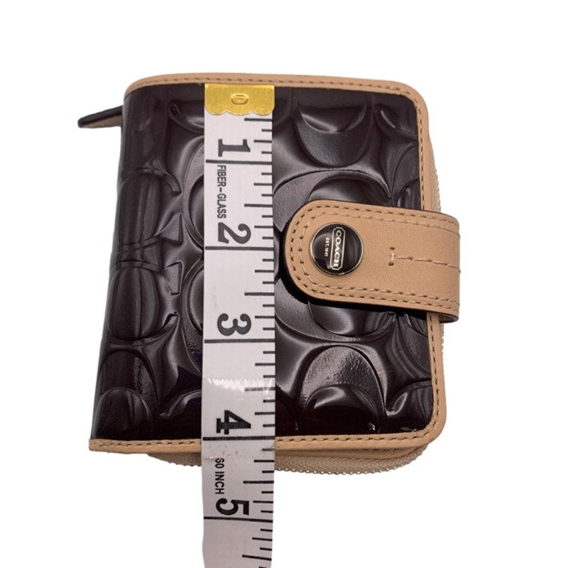 COACH Patent Leather Brown Tan Signature Wallet