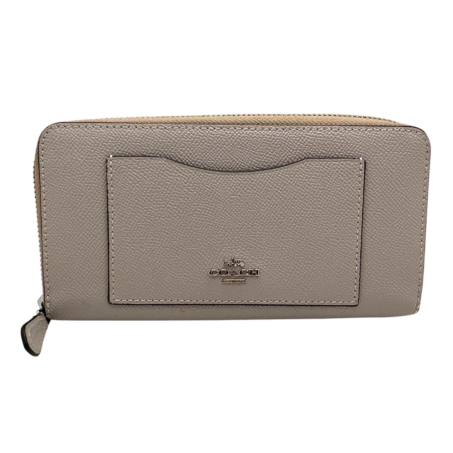 COACH Gray Crossgrain Accordion Zip Wallet