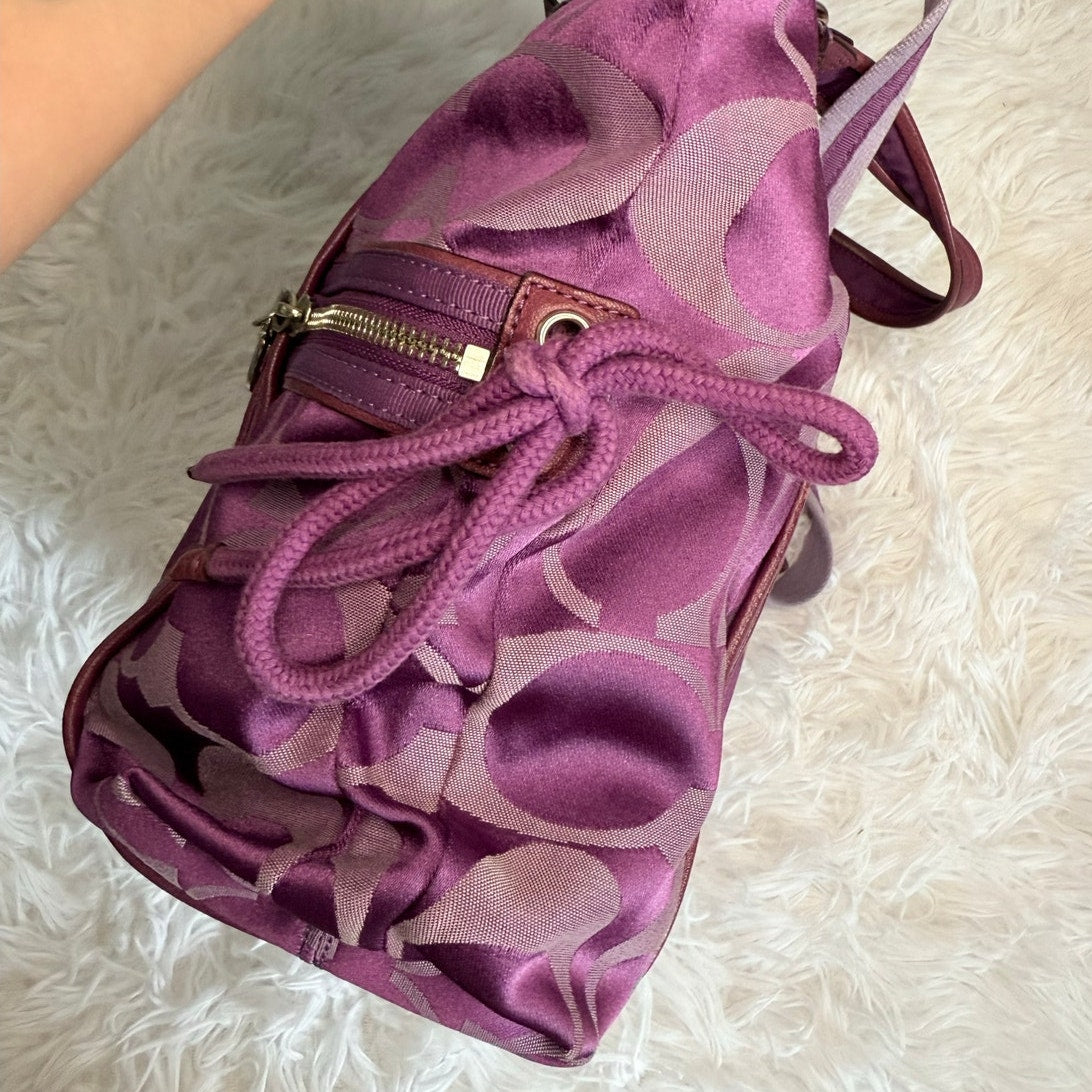 COACH Poppy Purple Silver Signature Shoulder Bag