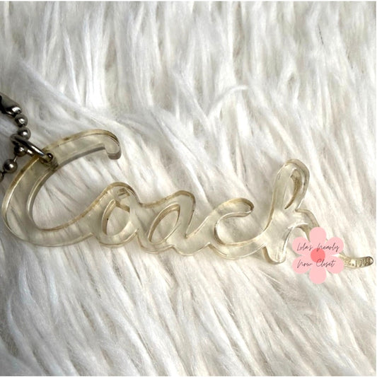 3" COACH Poppy Script Fob Bag Charm Hang tag Hangtag