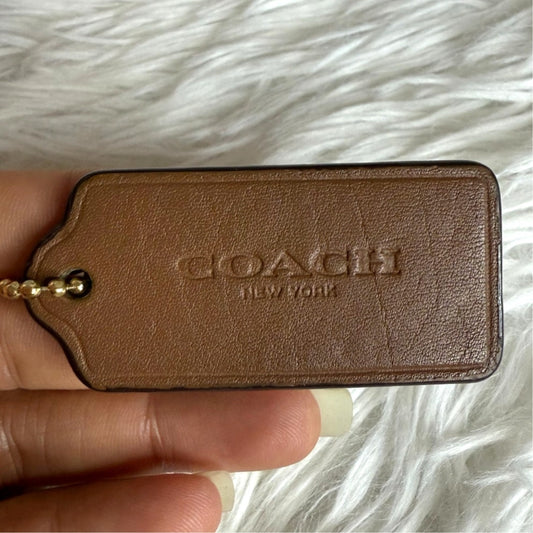 2" COACH Brown Fob Bag Charm Hang tag Hangtag