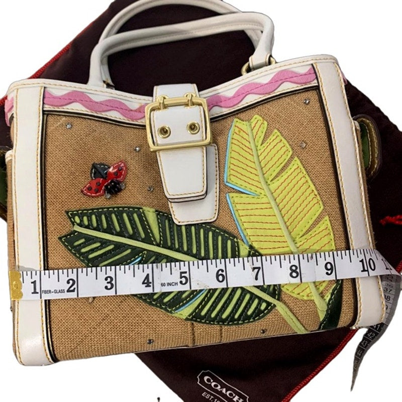 Y2K COACH Limited Edition Lady Bug Leaf Burlap Straw Woven Hampton Bag