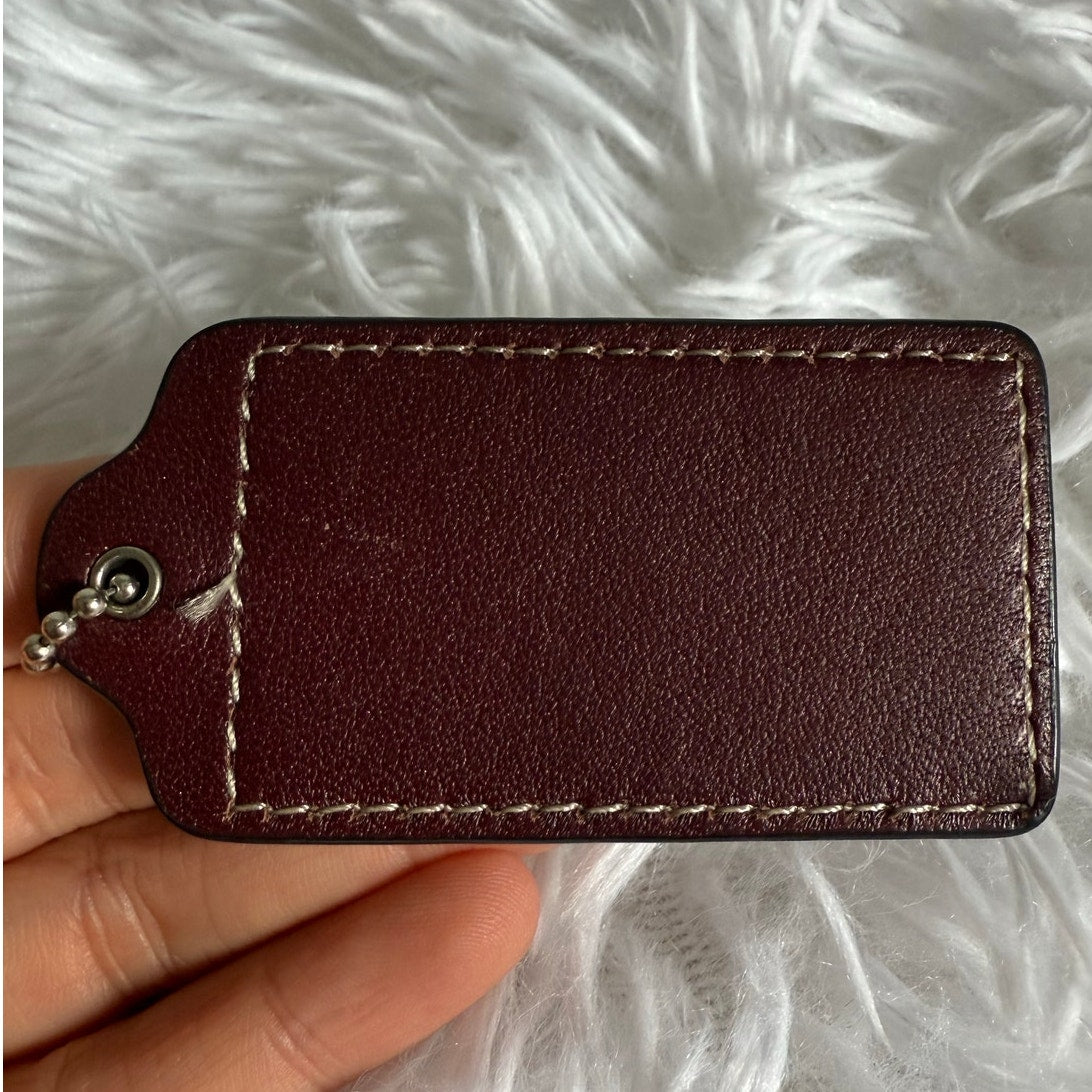 2.5" COACH Dark Maroon Fob Bag Charm Hang tag Hangtag