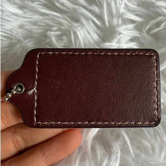 2.5" COACH Dark Maroon Fob Bag Charm Hang tag Hangtag