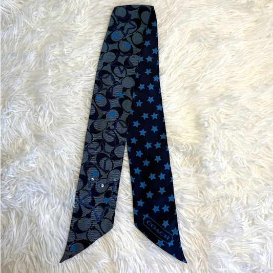 y2k COACH Blue Silk Bag Scarf Star