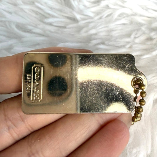 1.5" y2k COACH Vintage Gold Carriage Fob Bag Charm Hang tag Hangtag