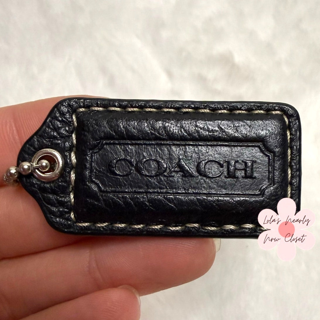 1.5" COACH Black Fob Bag Charm Hang tag Hangtag