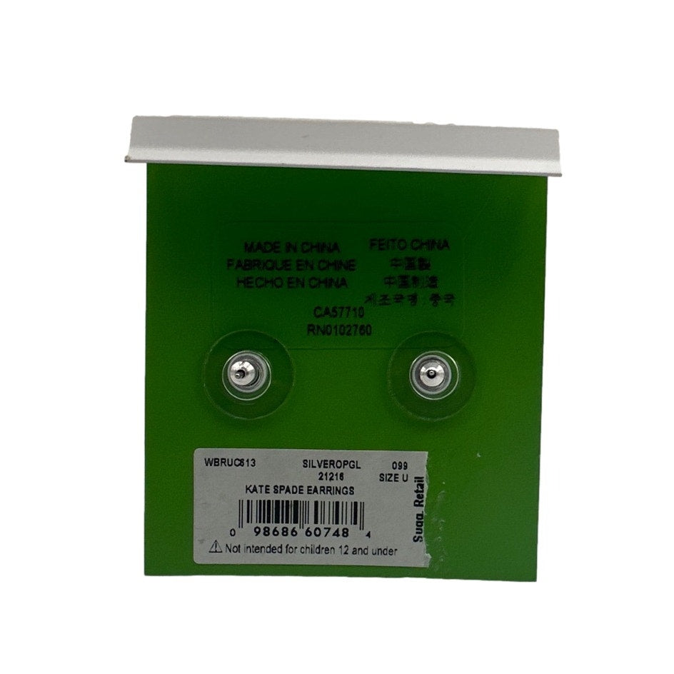 KATE SPADE New York Silver Plated Opal Glitter Small Squared Stud Earrings