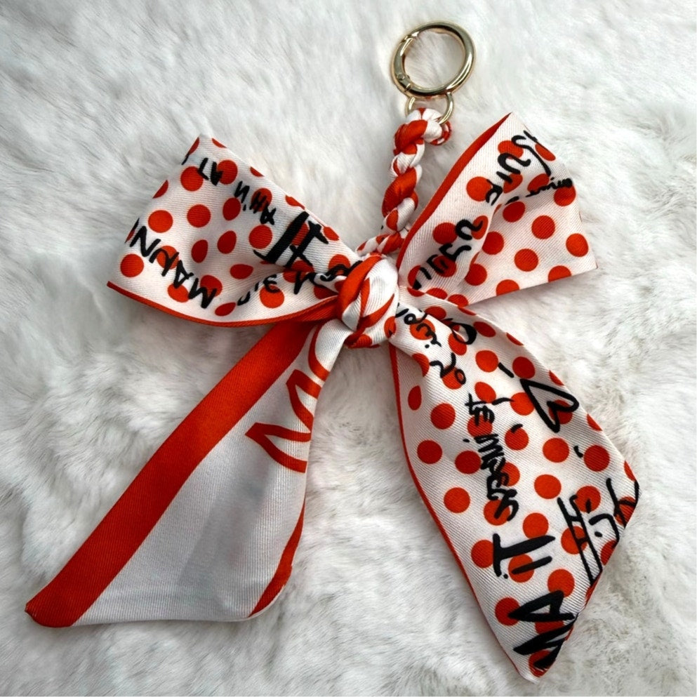 New Weave Bowknot Pendant Bag Charm Soft Silk Scarf Keychain Fashion Charm
