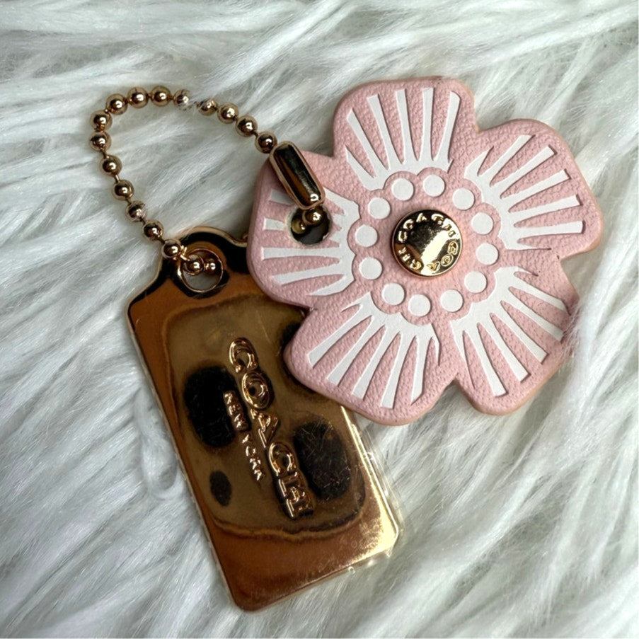 COACH Gold Tea Rose Flower Floral Bag Charm Hang Tag
