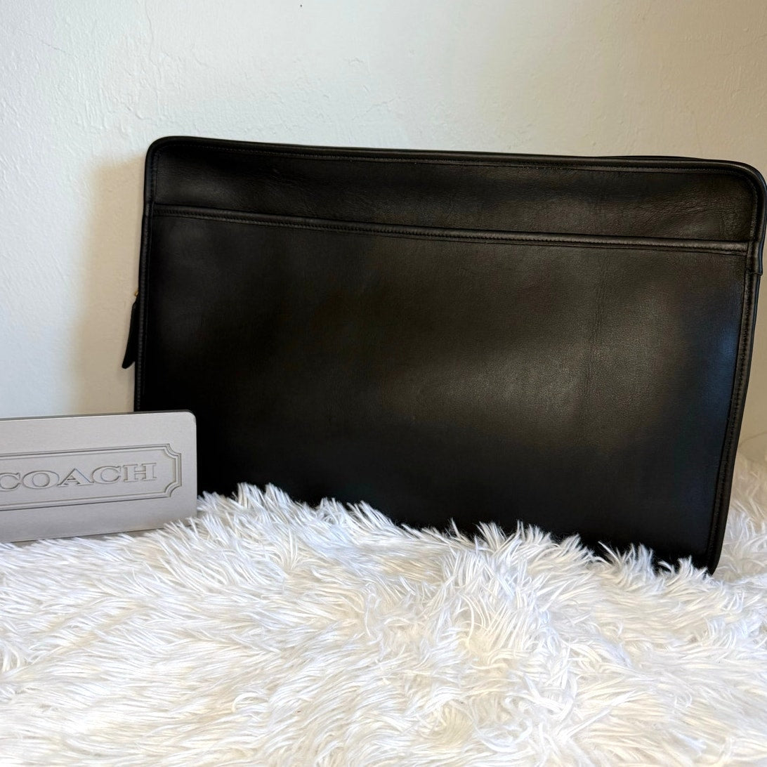 Vintage Coach 5225 Black Leather Document Laptop Portfolio Brief Case USA 1995