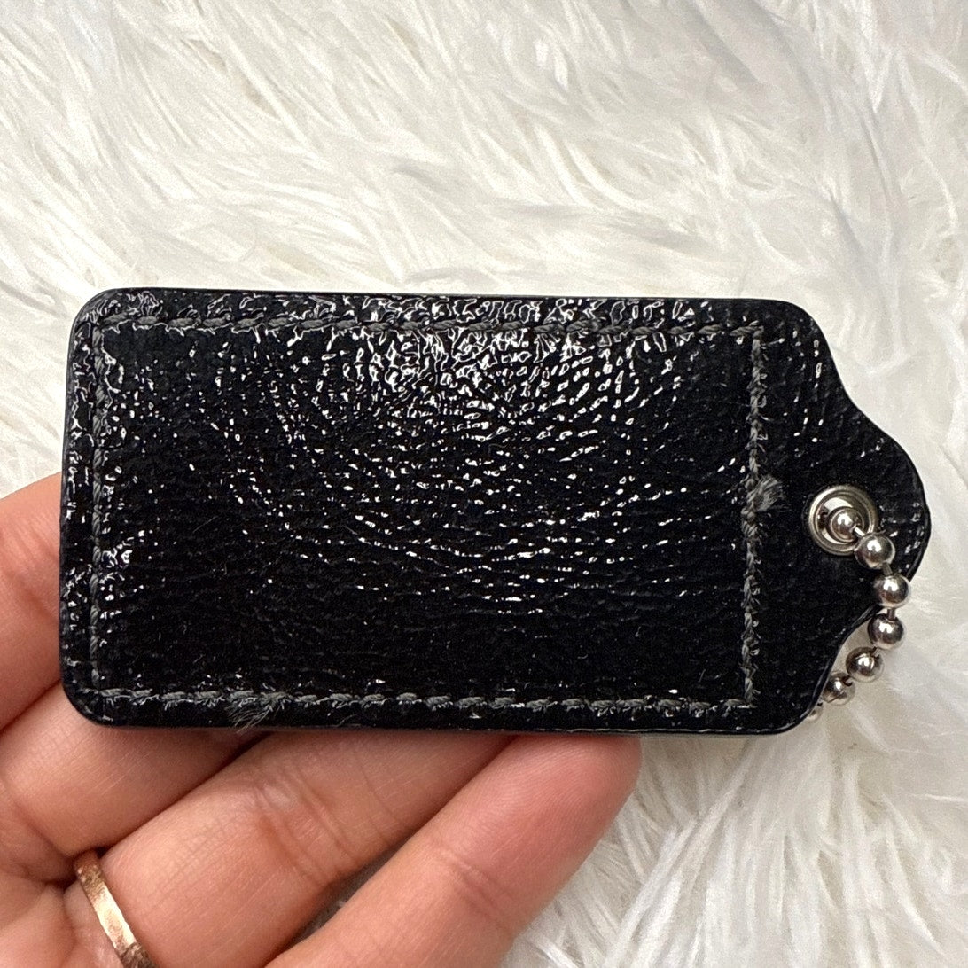 2.5" COACH Black Patent Leather Fob Bag Charm Hang tag Hangtag