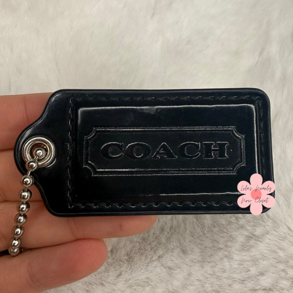 2" COACH Black Fob Bag Charm Hang tag Hangtag